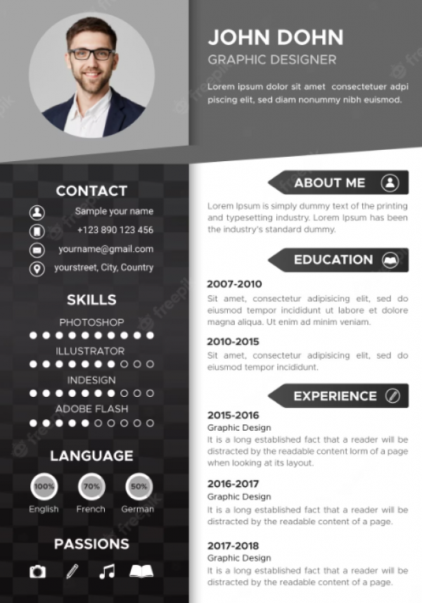 Desain CV Monokrom